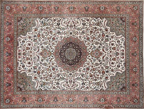 A LARGE TABRIZ COLORFULLY WOVEN WOOL