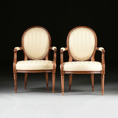 A SET OF FOUR LOUIS XVI STYLE UPHOLSTERED 381740