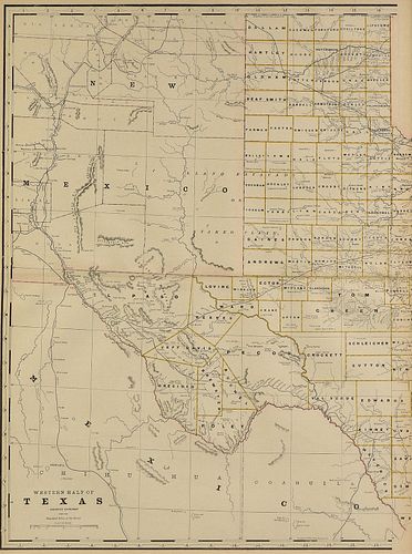 AN ANTIQUE MAP, "WESTERN HALF OF