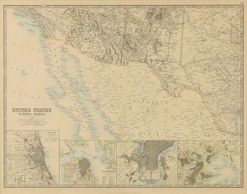 AN ANTIQUE MAP UNITED STATES 38179c