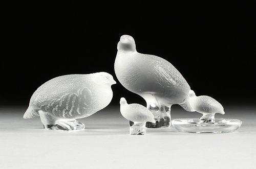 FOUR VINTAGE LALIQUE CLEAR FROSTED
