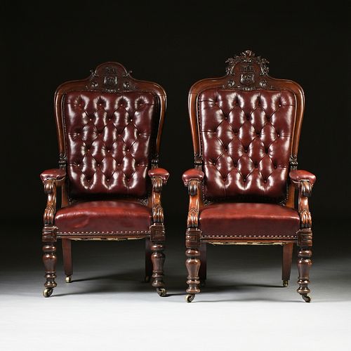 A PAIR OF EARLY VICTORIAN TUFTED