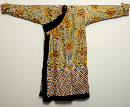 QING CHINESE EMBROIDERED YELLOW 38183e