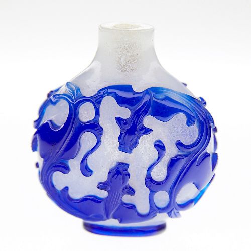 ROUND CHINESE BLUE GLASS OVERLAY 381866