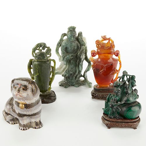 GROUP OF 5 CHINESE HARDSTONE AND 381883