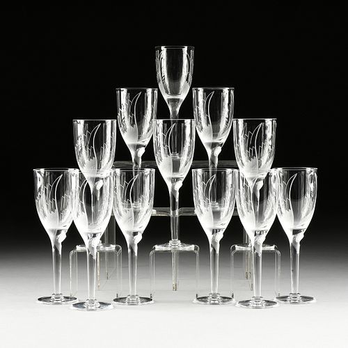 A SET OF TWELVE LALIQUE ETCHED 3818b9