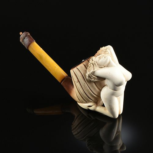 TWO EROTIC MEERSCHAUM TOBACCO PIPES,