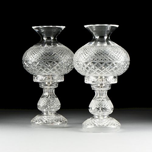 A PAIR OF WATERFORD CUT GLASS ORB