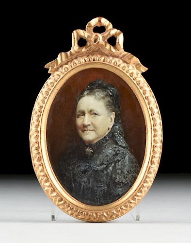 AN ANTIQUE PORTRAIT OF A WIDOW IN MOURNING,