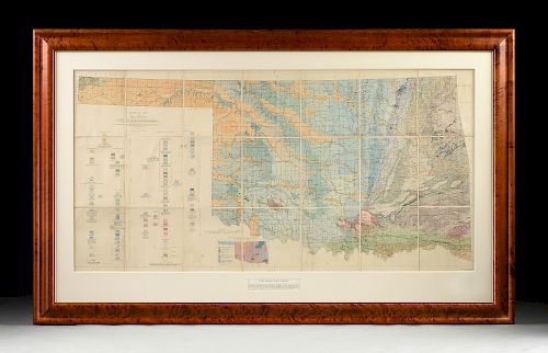 A VINTAGE MAP, GEOLOGIC MAP OF OKLAHOMA,