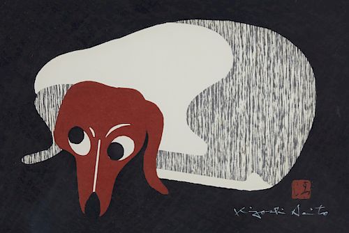 KIYOSHI SAITO DOG WOODBLOCK PRINTKiyoshi 381a3e