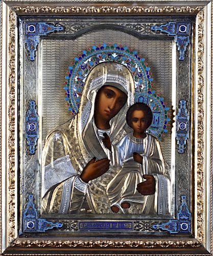 RUSSIAN ICON ENAMEL MARY AND JESUSOne 381a46