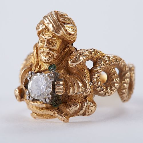 DIAMOND RING WITH MAN AND SNAKE14K