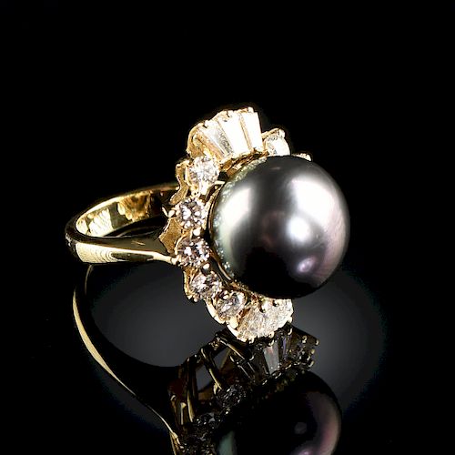 AN 18K YELLOW GOLD PEARL AND 381a65
