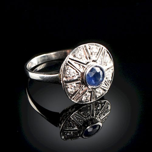 AN ART DECO STYLE 14K WHITE GOLD,