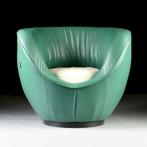 A SALOTTI GREEN AND WHITE LEATHER