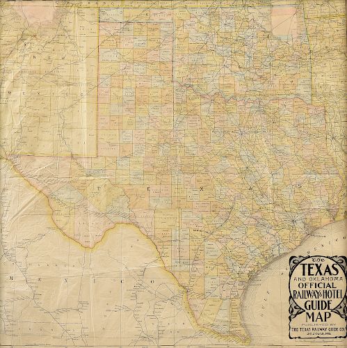 AN ANTIQUE MAP, "THE TEXAS AND