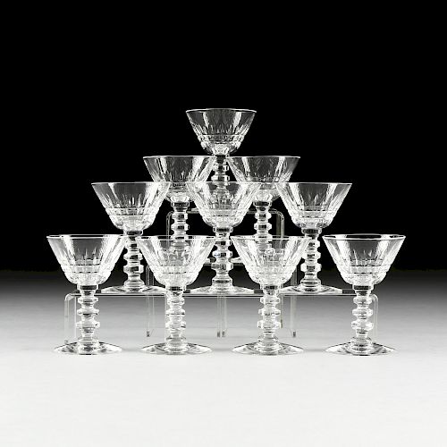 A SET OF TEN HAWKES STYLE CUT GLASS