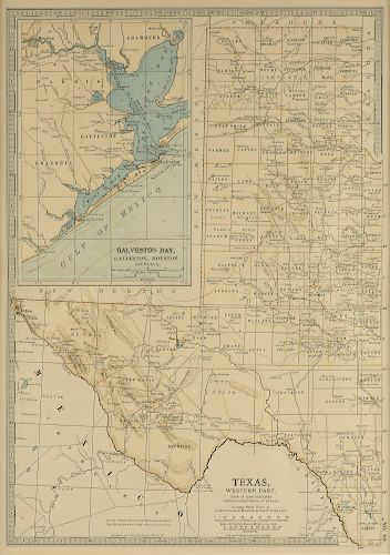 AN ANTIQUE MAP TEXAS WESTERN 381b6d