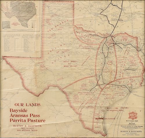 AN ANTIQUE MAP, MK & T RAILWAY SECTIONAL