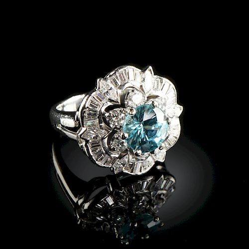 A PLATINUM BLUE ZIRCON AND DIAMOND 381bf2