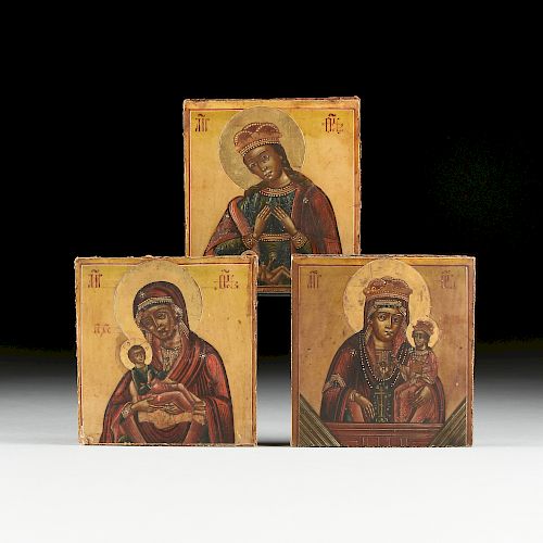 A GROUP OF THREE RUSSIAN ORTHODOX ICONS