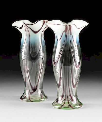 A PAIR OF CLEAR TO OPALESCENT GLASS