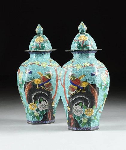 A PAIR OF CHINESE POLYCHROME ENAMELED