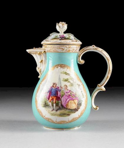 A MEISSEN PARCEL GILT AND POLYCHROME