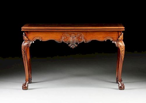 A GEORGE III STYLE CARVED ROSEWOOD