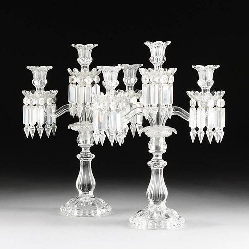 A PAIR OF BACCARAT CRYSTAL THREE LIGHT 381d9c