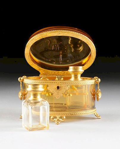 A FRENCH AMBER GLASS FITTED SCENT 381dad