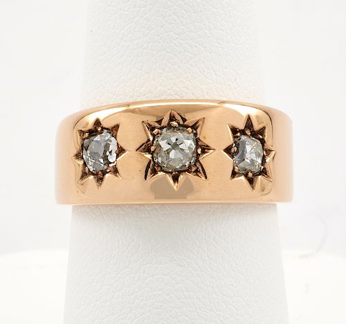 14K ROSE GOLD RING BAND WITH THREE