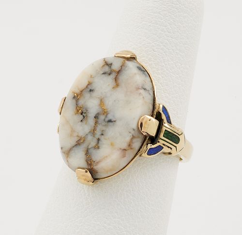 14K YELLOW GOLD GOLD QUARTZ RING 381dd6