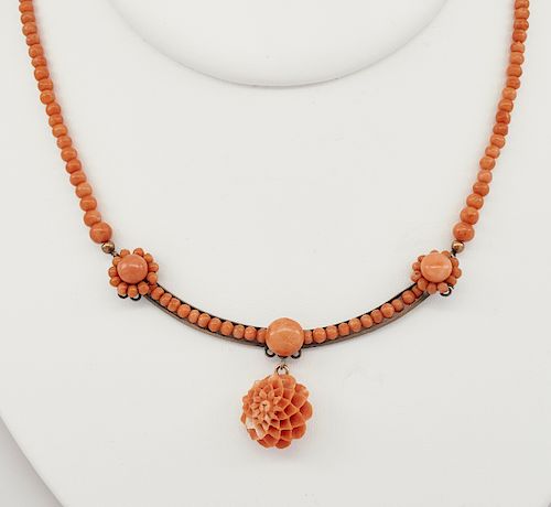 VICTORIAN CARVED CORAL NECKLACE