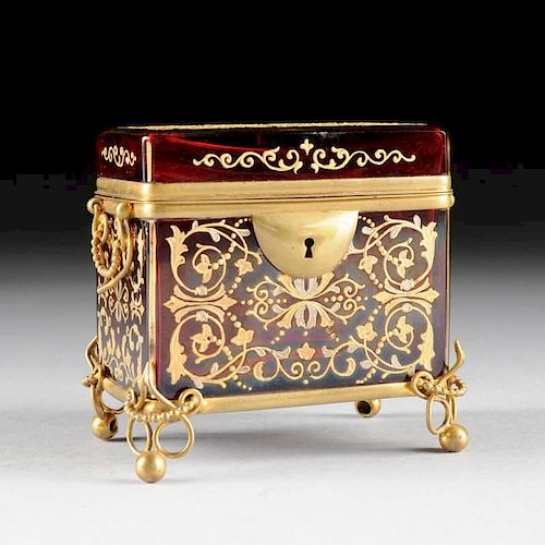 A BOHEMIAN GILT METAL MOUNTED RUBY 381ddf