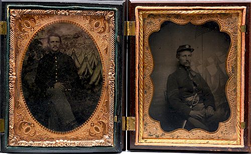 2 CIVIL WAR 1/4 PLATE TINTYPES,