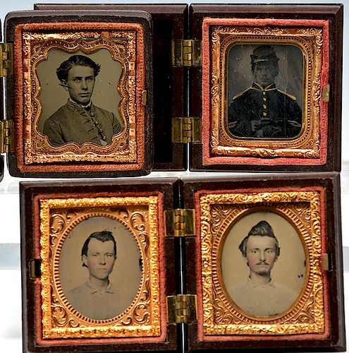 4 CIVIL WAR ERA 1 16 PLATE AMBROTYPES  381df0