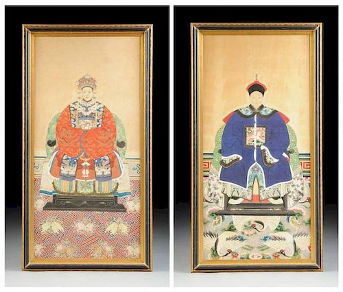 A PAIR OF CHINESE POLYCHROME PAINTED 381e08