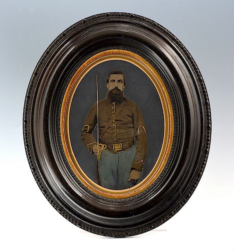 CIVIL WAR PAINTED WHOLE PLATE TINTYPE,