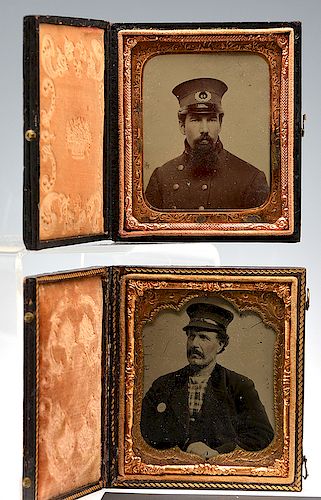 2 MID-19TH CENTURY 1/6 PLATE TINTYPES,