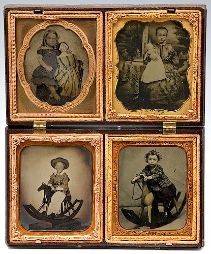4 MID-19TH C 1/6 PLATE AMBROTYPES,