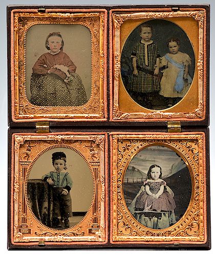 4 MID-19TH CENTURY 1/6 PLATE AMBROTYPES,