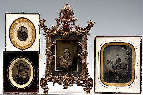 4 MID-19TH CENTURY AMBROTYPES AND TINTYPES,