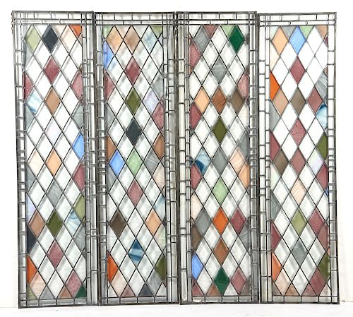 4 VICTORIAN STAINED AND BEVELED