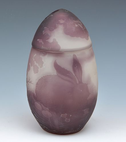 GALLE LAVENDER CAMEO GLASS EGG-FORM