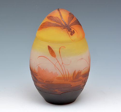 GALLE MUTLI COLOR CAMEO GLASS EGG FORM 381e69