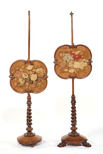 PAIR OF ENGLISH STYLE FLORAL EMBROIDERED 381e86