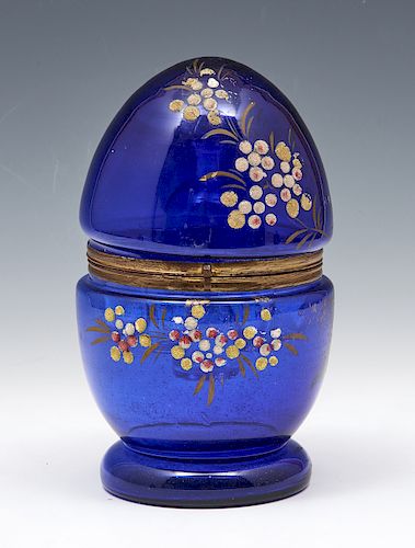 COBALT GLASS EGG WITH CORDIAL 381e9c