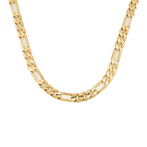 14K YELLOW GOLD FIGARO CHAIN, 23.5G.14k